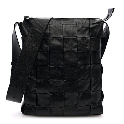 Bottega Veneta Paper Calfskin Maxi Intrecciato Cassette Messenger Black 1 of 10