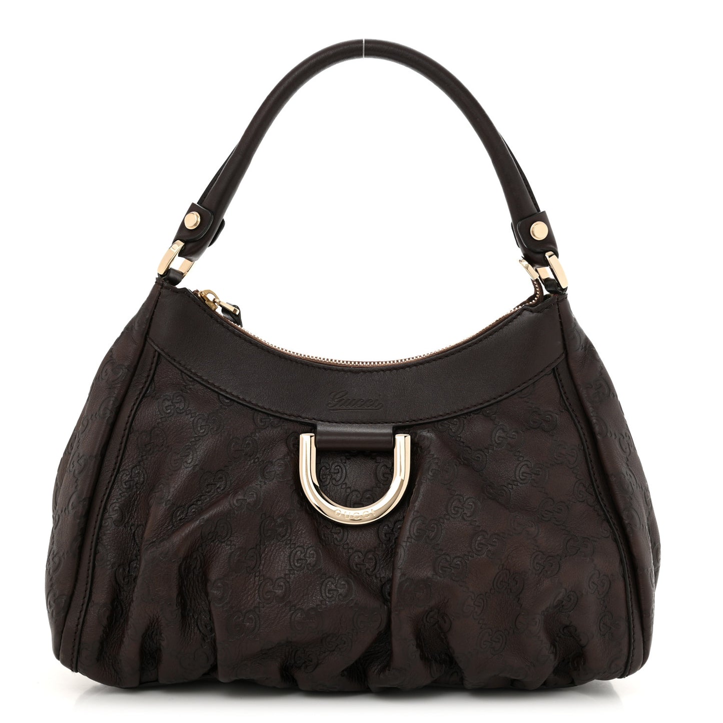 Guccissima Small D Gold Ring Shoulder Bag Chocolate Brown