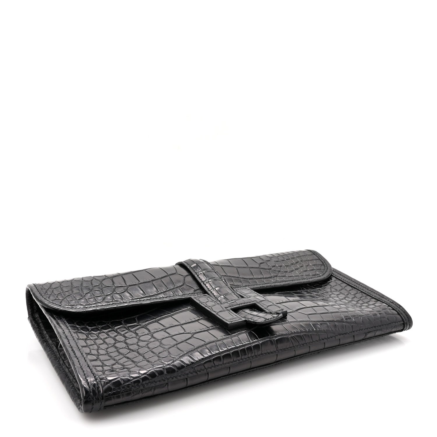 Hermes Matte Alligator Jige Elan 29 Clutch Black 4 of 8