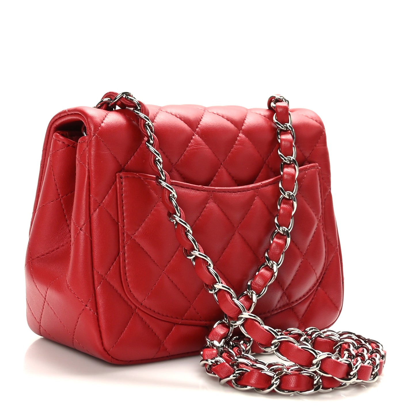 Lambskin Quilted Mini Square Flap Dark Red