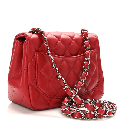 Chanel Lambskin Quilted Mini Square Flap Dark Red 2 of 9