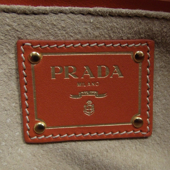 Leather Pushlock Clutch Papaya