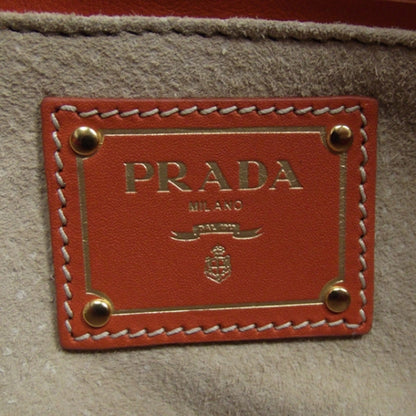 Prada Leather Pushlock Clutch Papaya 6 of 9
