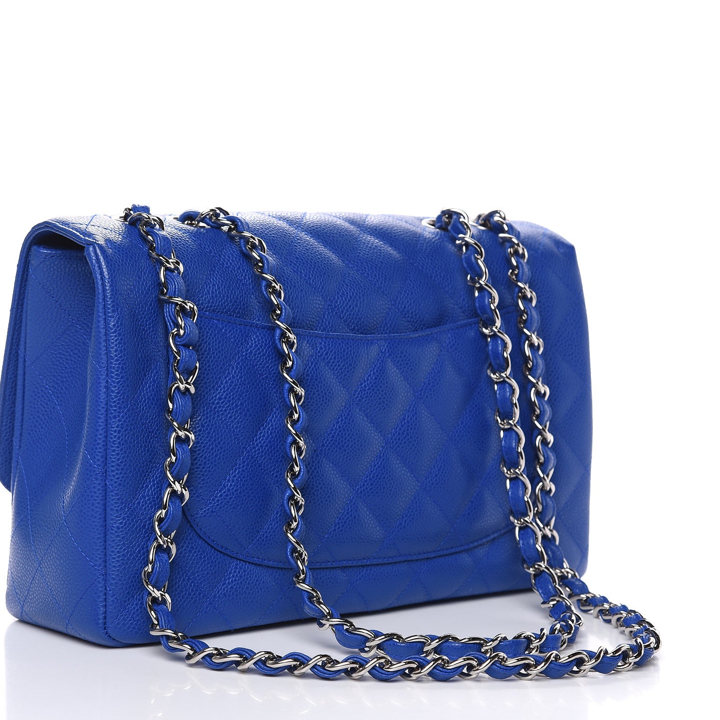 Caviar Quilted Jumbo Single Flap Blue