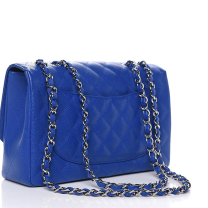 Chanel Caviar Quilted Jumbo Single Flap Blue 3 of 10