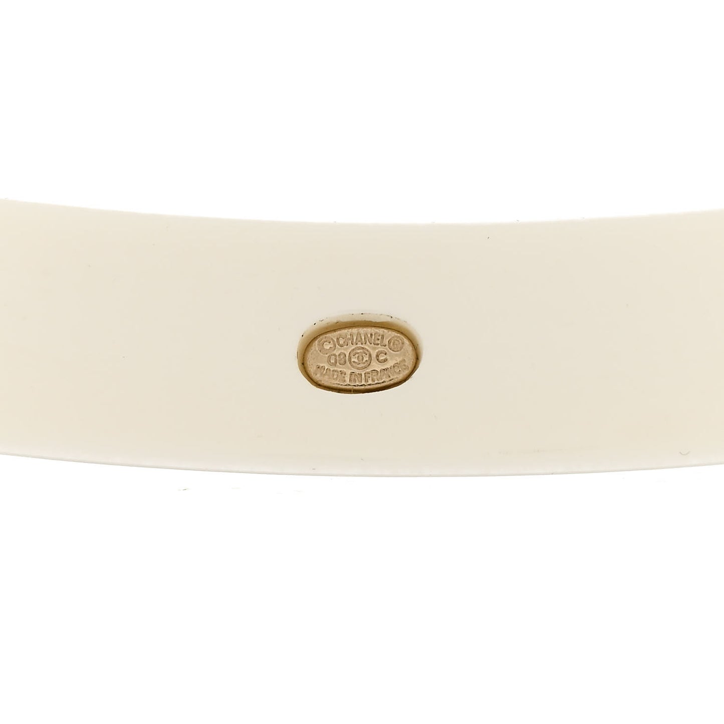 Resin Crystal CC Bangle Bracelet White