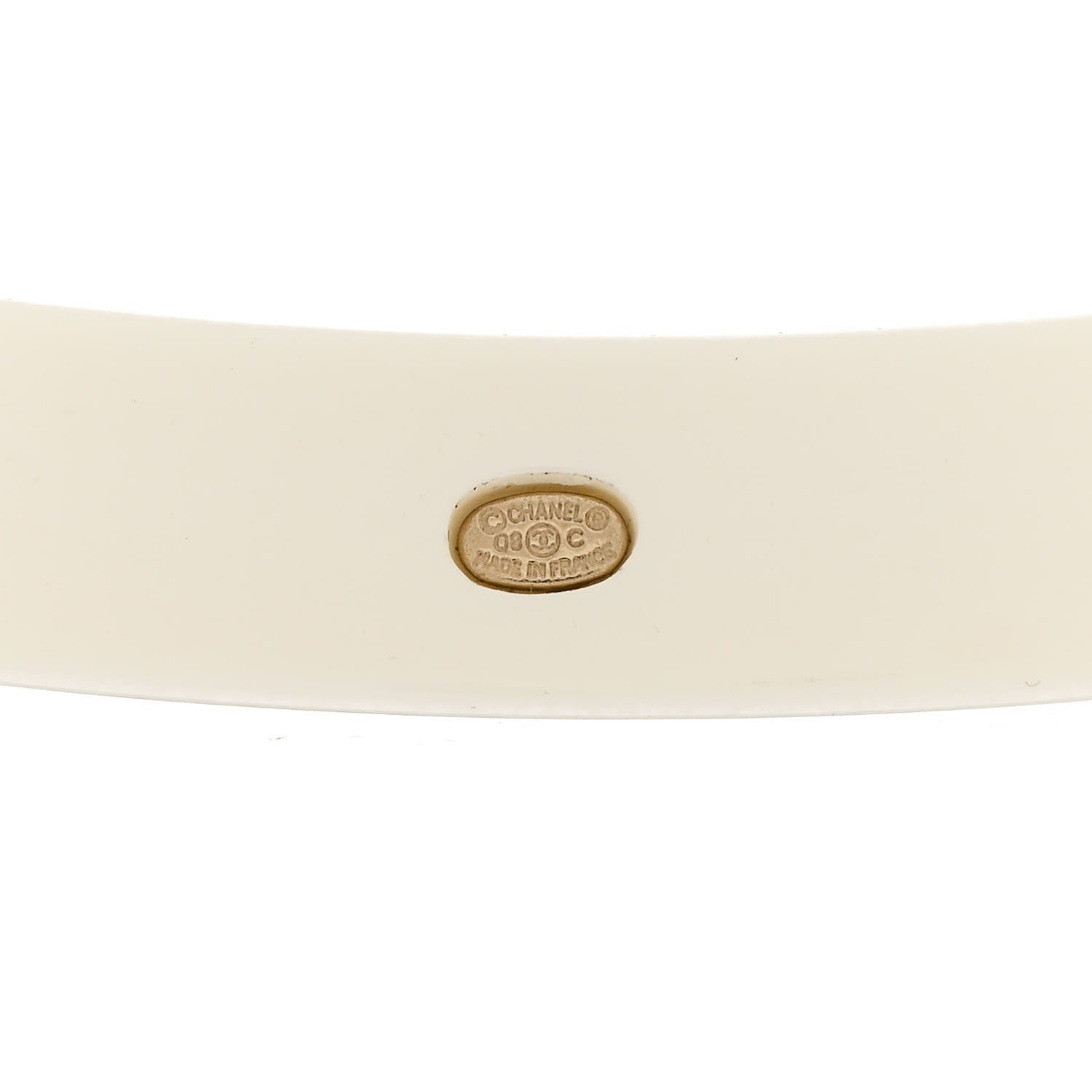 Chanel Resin Crystal CC Bangle Bracelet White 4 of 4