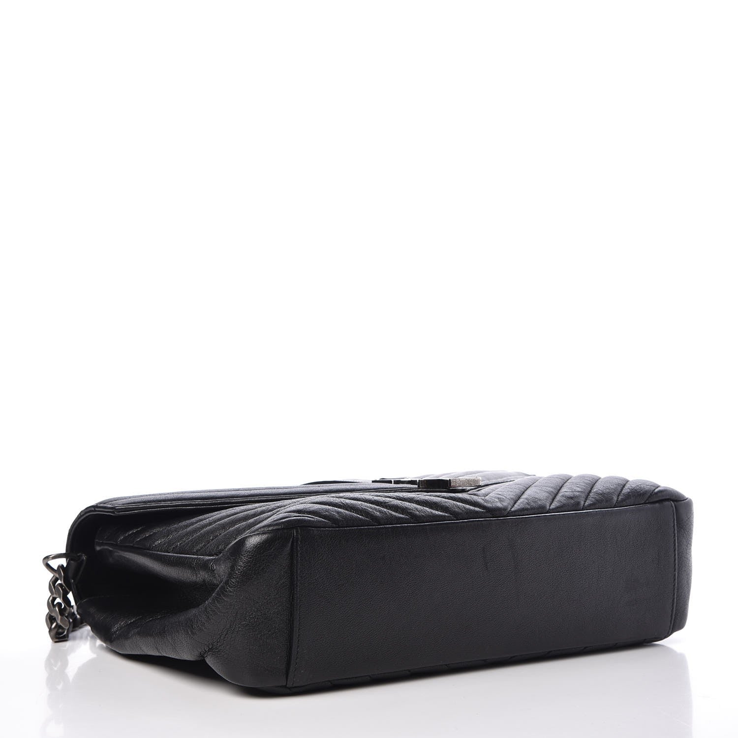 Saint Laurent Sheepskin Matelasse Chevron Monogram Large College Satchel Black 5 of 8