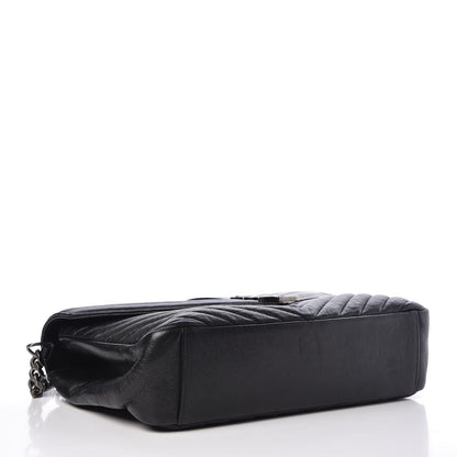 Saint Laurent Sheepskin Matelasse Chevron Monogram Large College Satchel Black 5 of 8