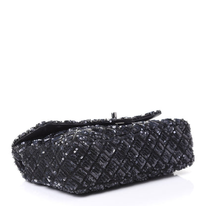 Chanel Satin Sequin Medium Classic Flap Blue 3 of 5