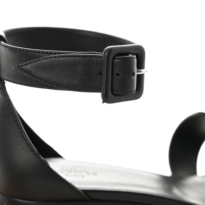 Hermes Goatskin Elda Espadrille Wedge Sandals 38 Black 9 of 9