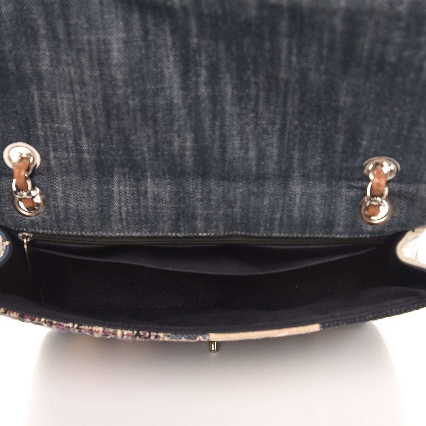 Denim Tweed Patchwork Jumbo Single Flap Multicolor