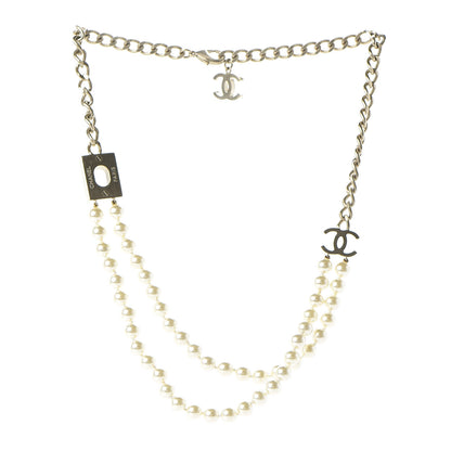 Chanel Pearl CC Double Strand Necklace Gold White 3 of 10