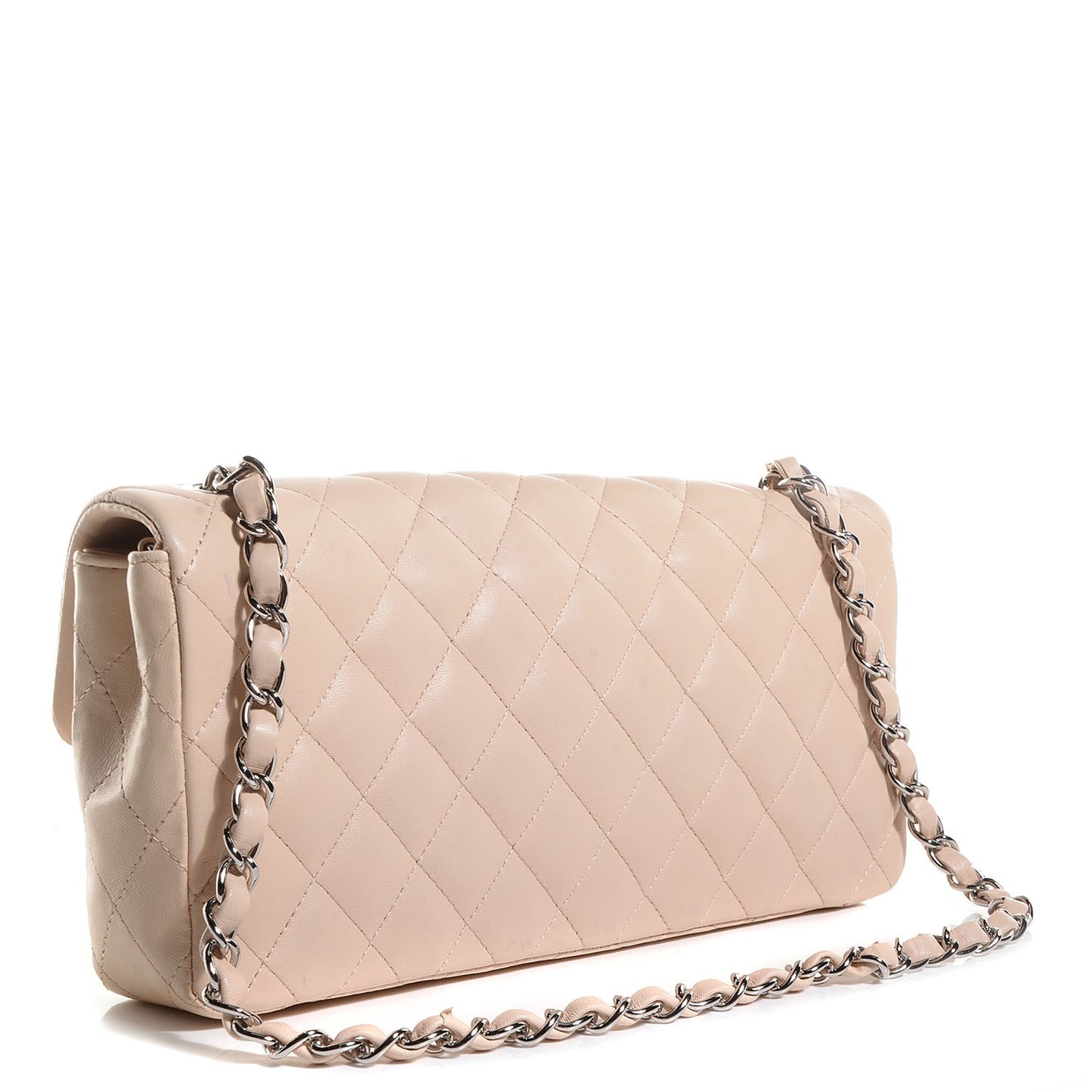 Lambskin Quilted East West Flap Beige Clair