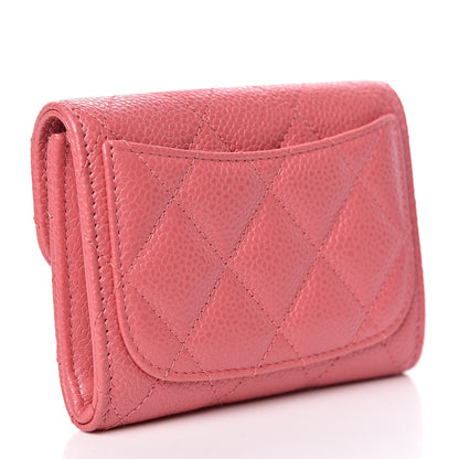 Chanel Caviar Quilted Flap Card Holder Wallet Pink 3 of 8
