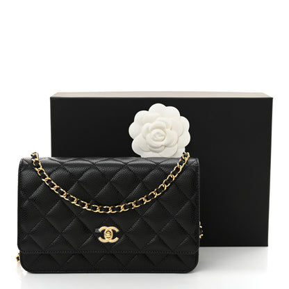 Chanel Caviar Quilted CC Turnlock Wallet On Chain WOC Black 12 of 12