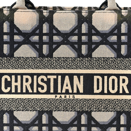 Christian Dior Canvas Macrocannage Embroidered Medium Book Tote Beige Blue 8 of 10