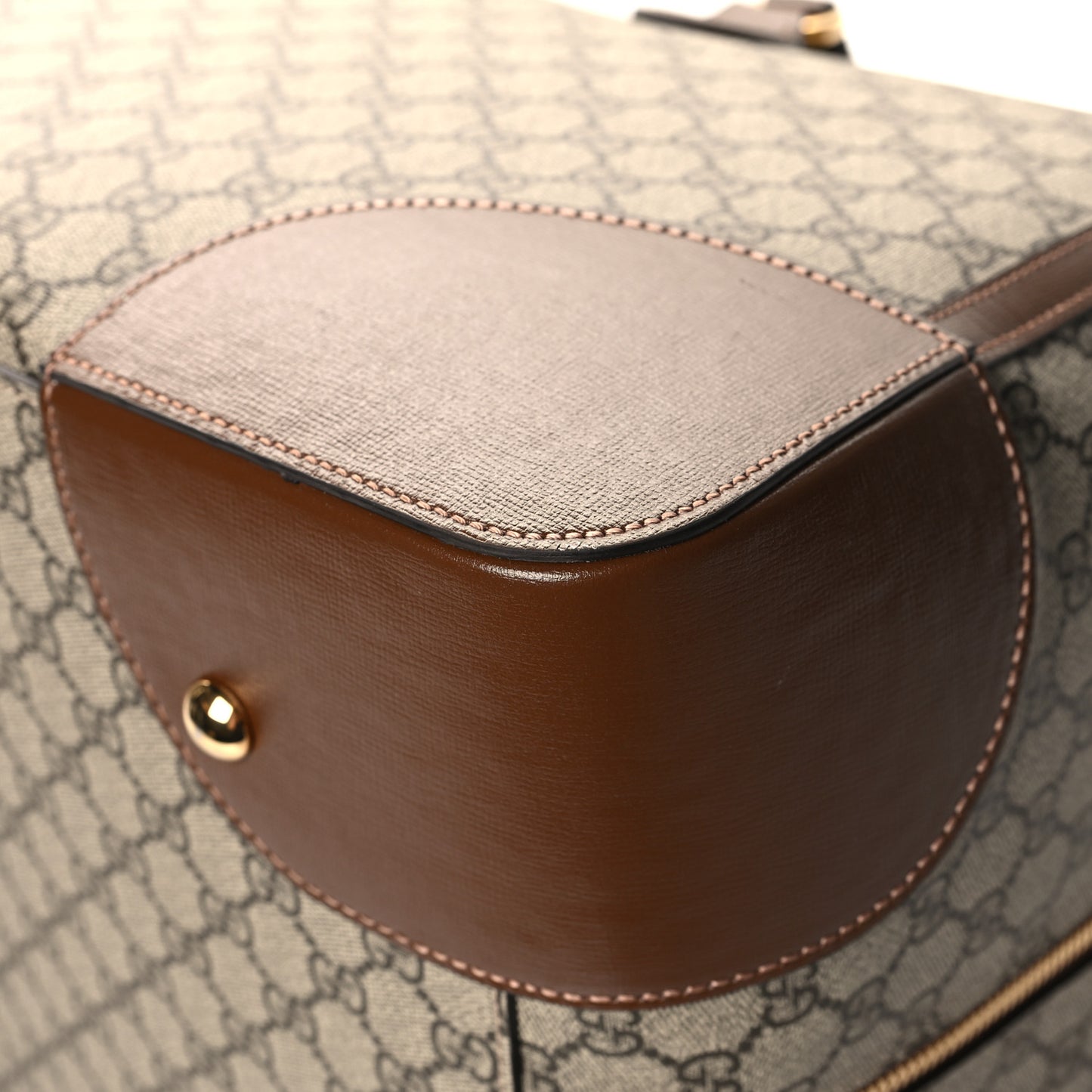 GG Supreme Monogram Azalea Calfskin Retro Interlocking G Duffle Bag Beige Ebony Brown Sugar