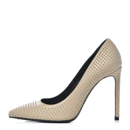 Saint Laurent Calfskin Micro Stud Paris 105 Pumps 36.5 Beige 1 of 14