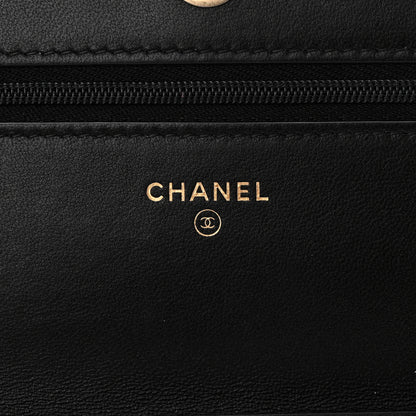 Chanel Lambskin Quilted All About Chanel Charm Wallet On Chain WOC Black 6 of 12