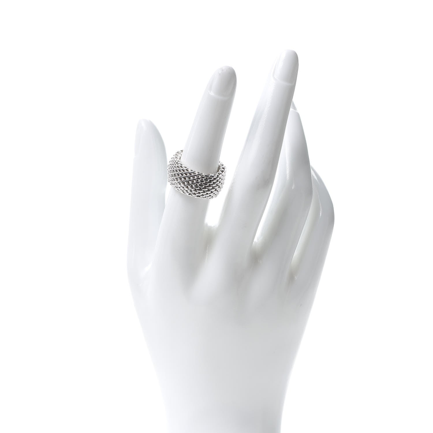 Tiffany Sterling Silver Somerset Mesh Ring 53 6.5 2 of 4