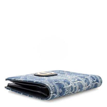 Christian Dior Denim Oblique 30 Montaigne Dahlia Wallet Blue 4 of 6
