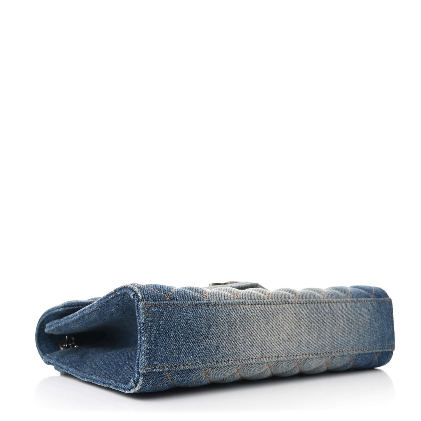 Denim Mixed Matelasse Triquilt Medium Monogram Envelope Satchel Blue