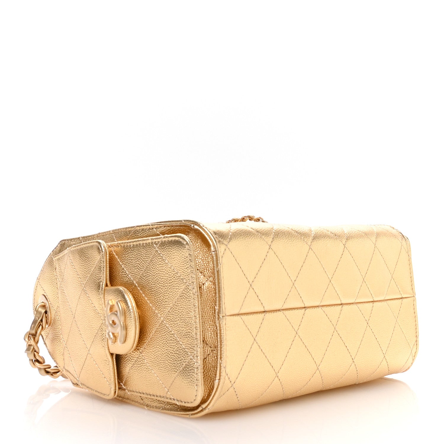 Chanel Metallic Caviar Quilted Mini Chanel 25 Handbag Gold 4 of 11