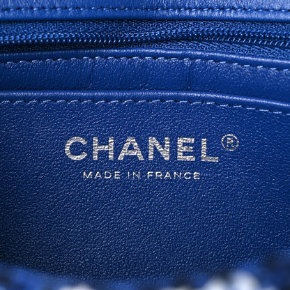 Chanel Tweed Quilted Mini Rectangular Flap Navy Blue Ecru 6 of 11