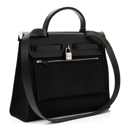 Hermes Military Toile Vache Hunter Herbag Zip PM 31 Black 4 of 11