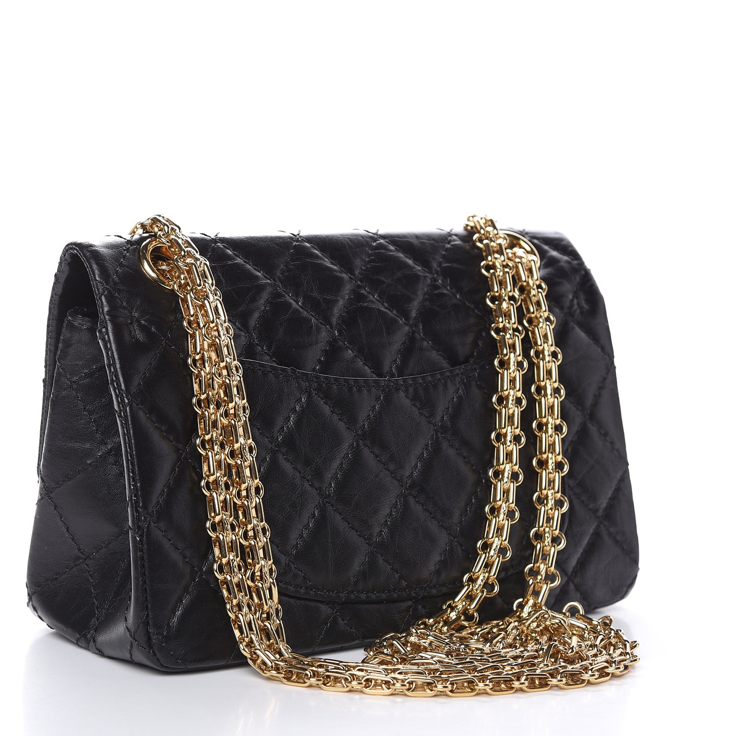 Aged Calfskin Quilted 2.55 Reissue Mini Flap Black