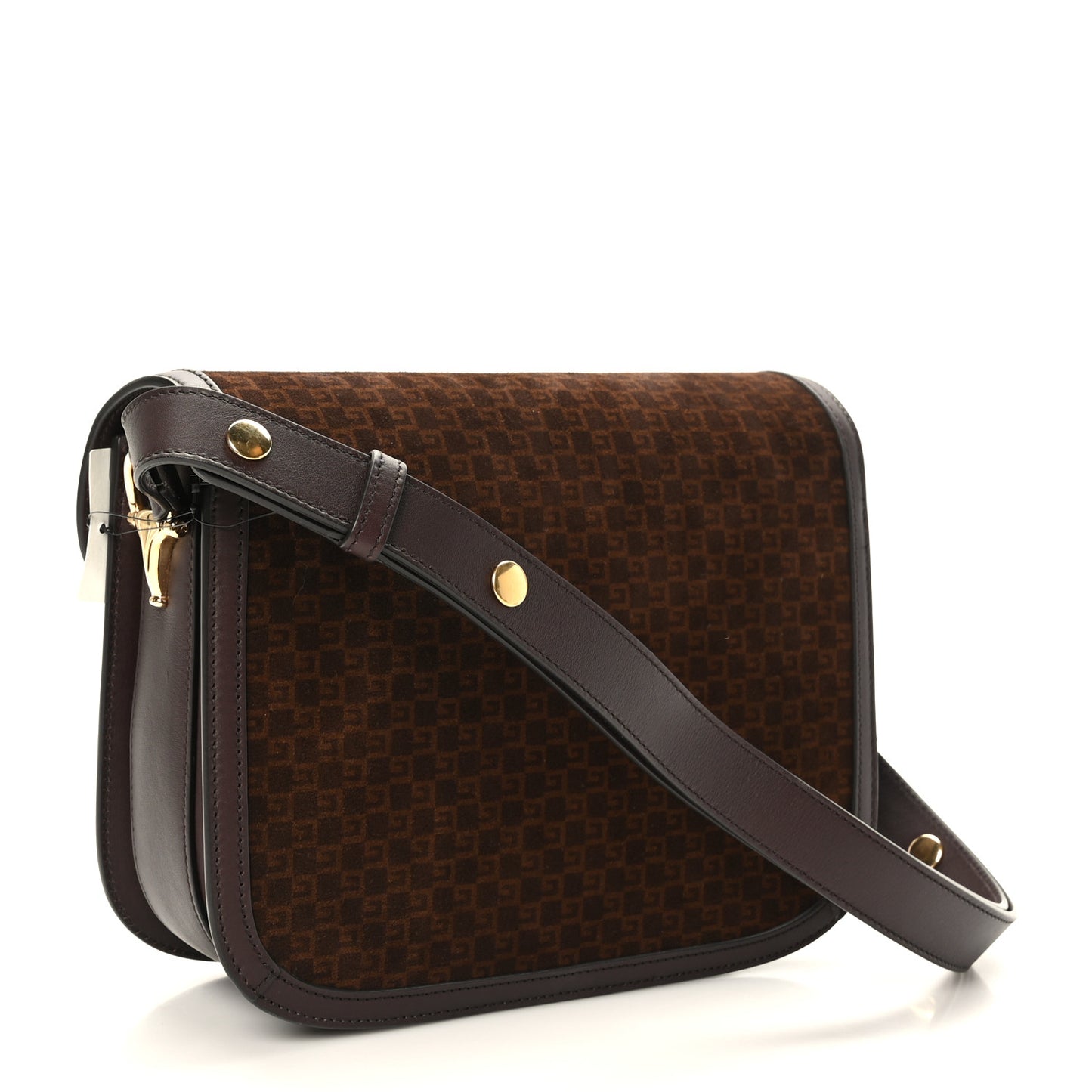 Suede Koi Calfskin Mini G Cube Monogram Horsebit 1955 Shoulder Bag Dark Brown Beige Chocolate