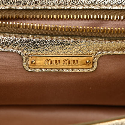 Miu Miu Raffia Madras Crystal Embellished Lady Shoulder Bag Naturale Pirite 6 of 11