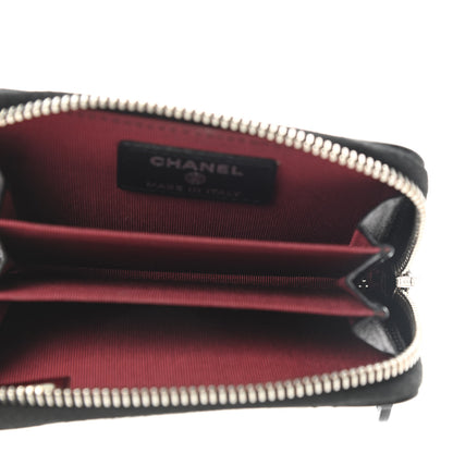 Chanel Lambskin Quilted Zip Around Coin Purse Black 5 of 9