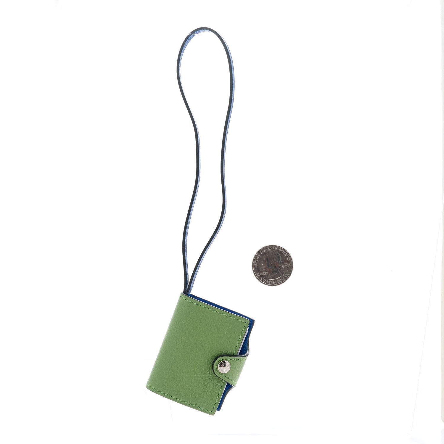 Hermes Evercolor Swift Verso Ulysse Nano Bag Charm Vert Criquet Bleu France 2 of 5