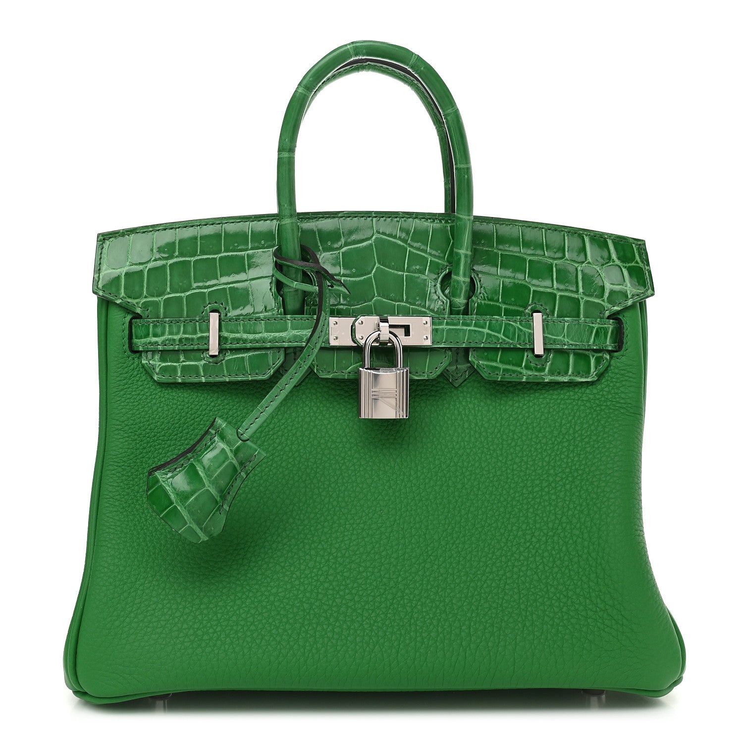 Hermes Togo Shiny Niloticus Crocodile Birkin Touch 25 Bambou Cactus 1 of 10