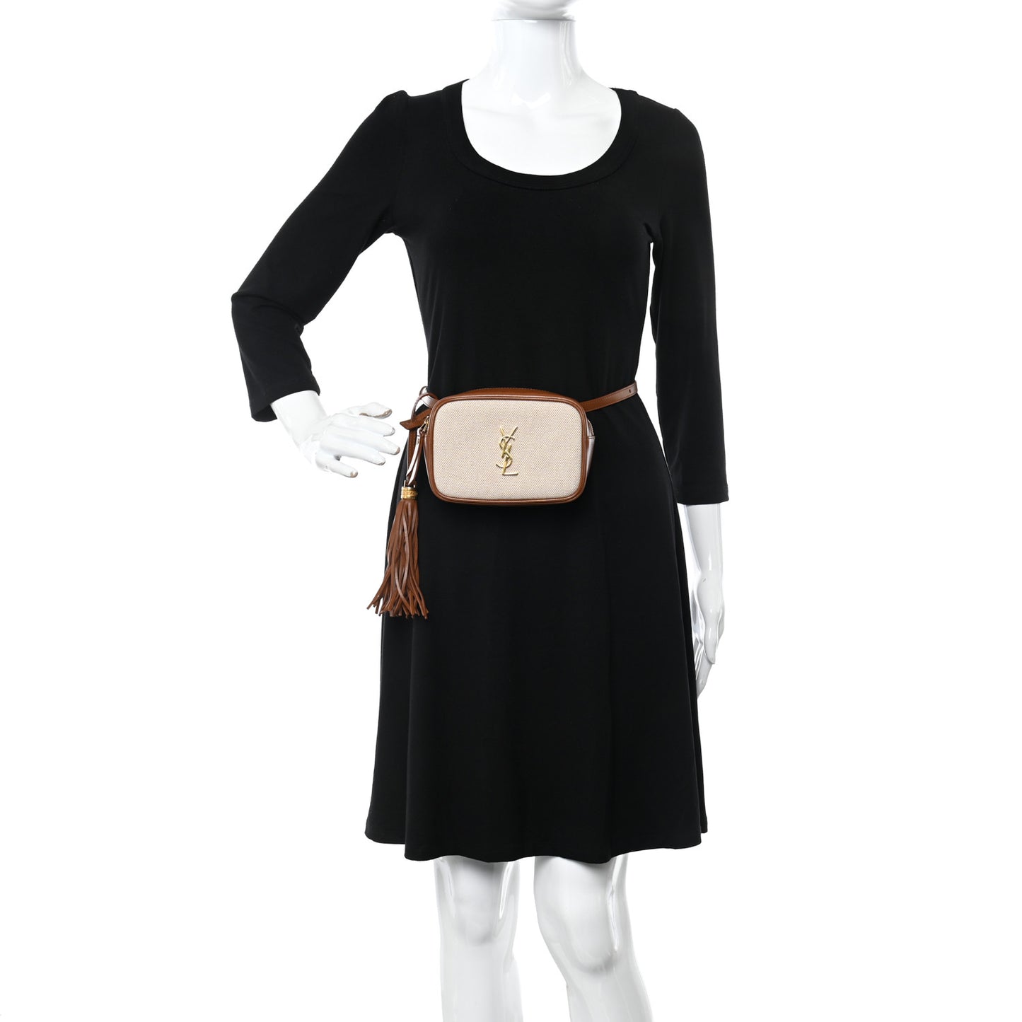 Calfskin Canvas Monogram Lou Belt Bag Natural Beige Brick