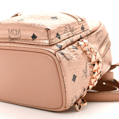 MCM Metallic Visetos Studded X-Mini Bebe Boo Backpack Champagne Gold 11 of 15