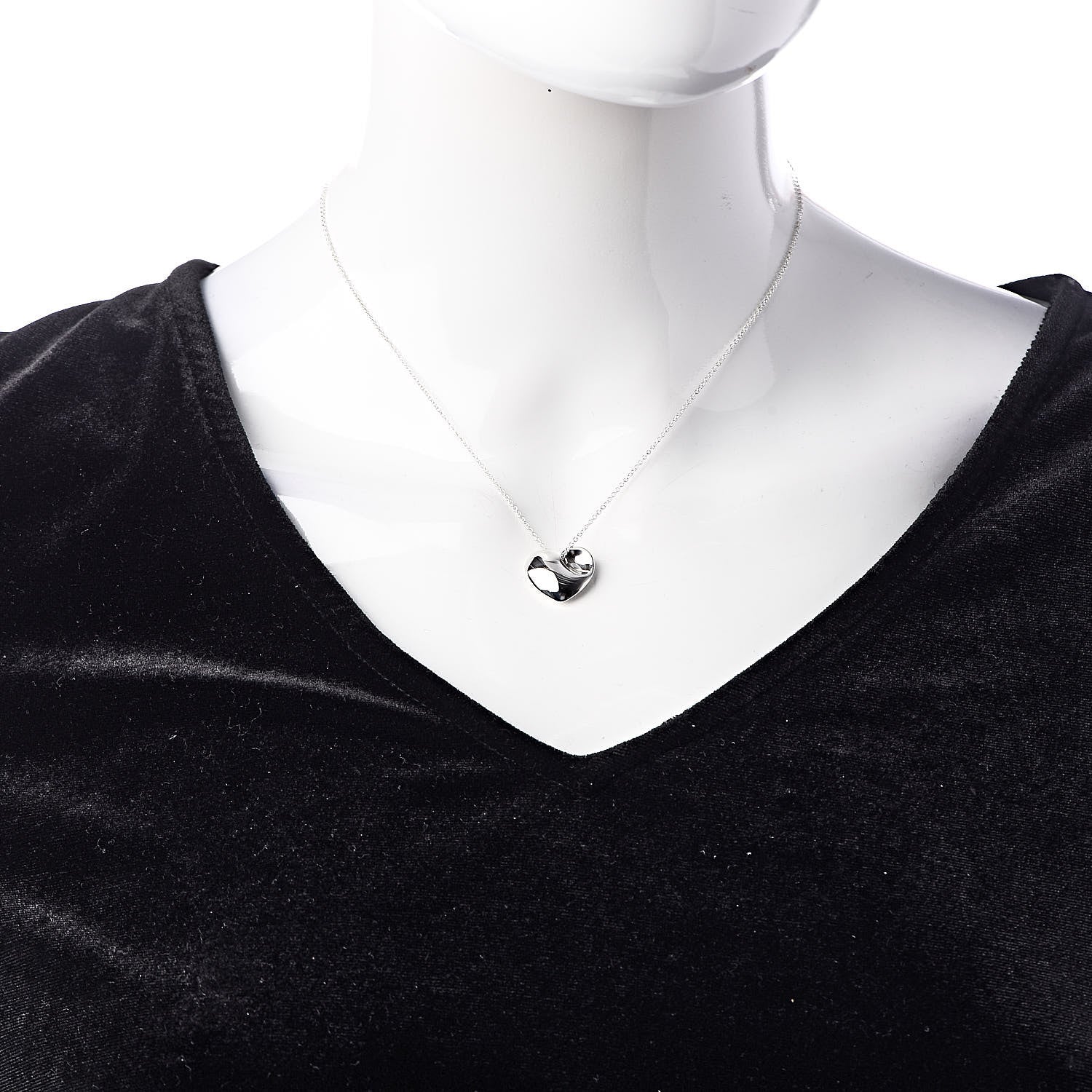 Tiffany Sterling Silver Folded Heart Pendant Necklace 2 of 6