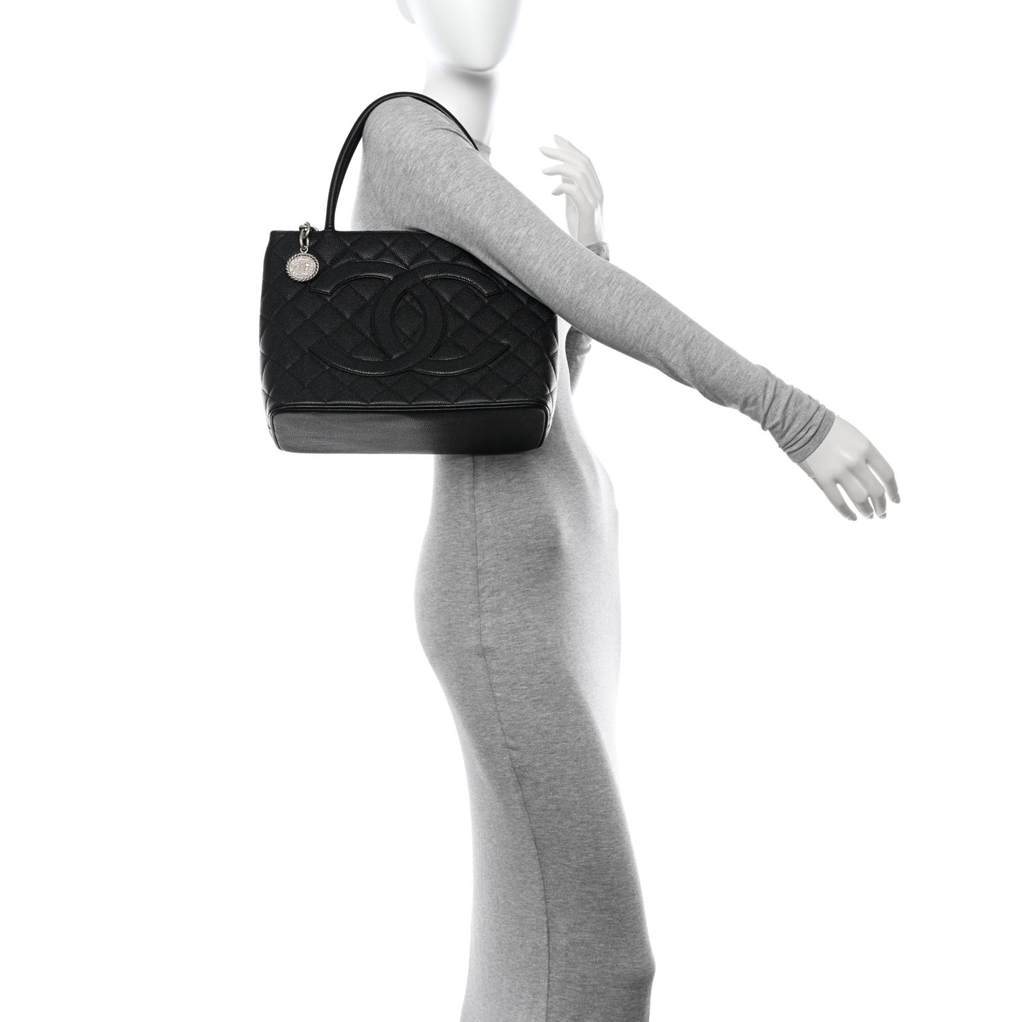 Caviar Quilted Medallion Tote Black