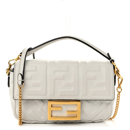 Fendi Nappa FF 1974 Embossed Mini Baguette White 1 of 10