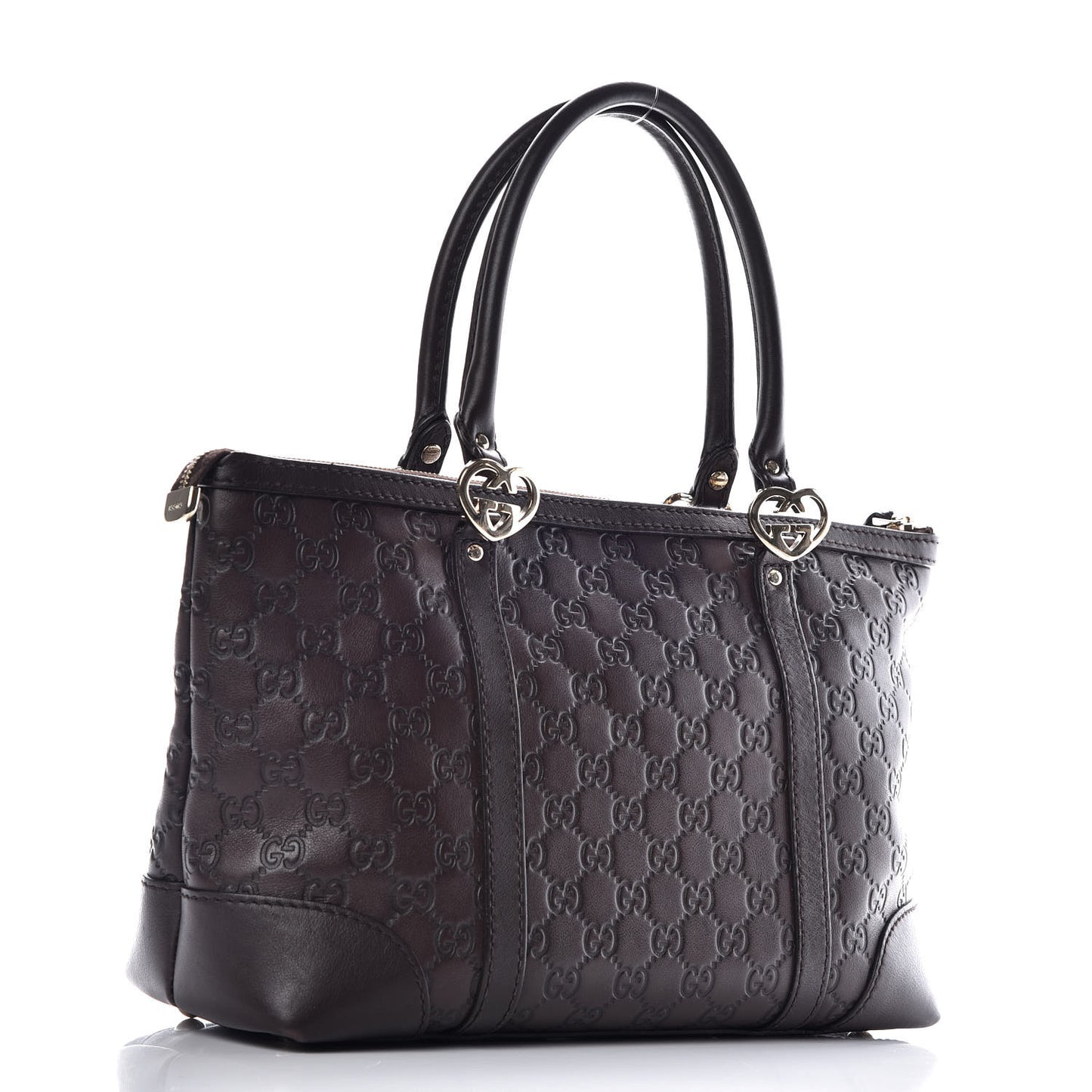 Guccissima Small Lovely Heart Tote Chocolate