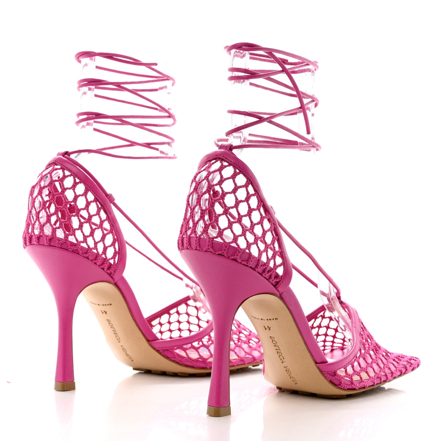 Mesh Nappa Stretch Ankle Tie 90mm Sandals 41 Hollyhock