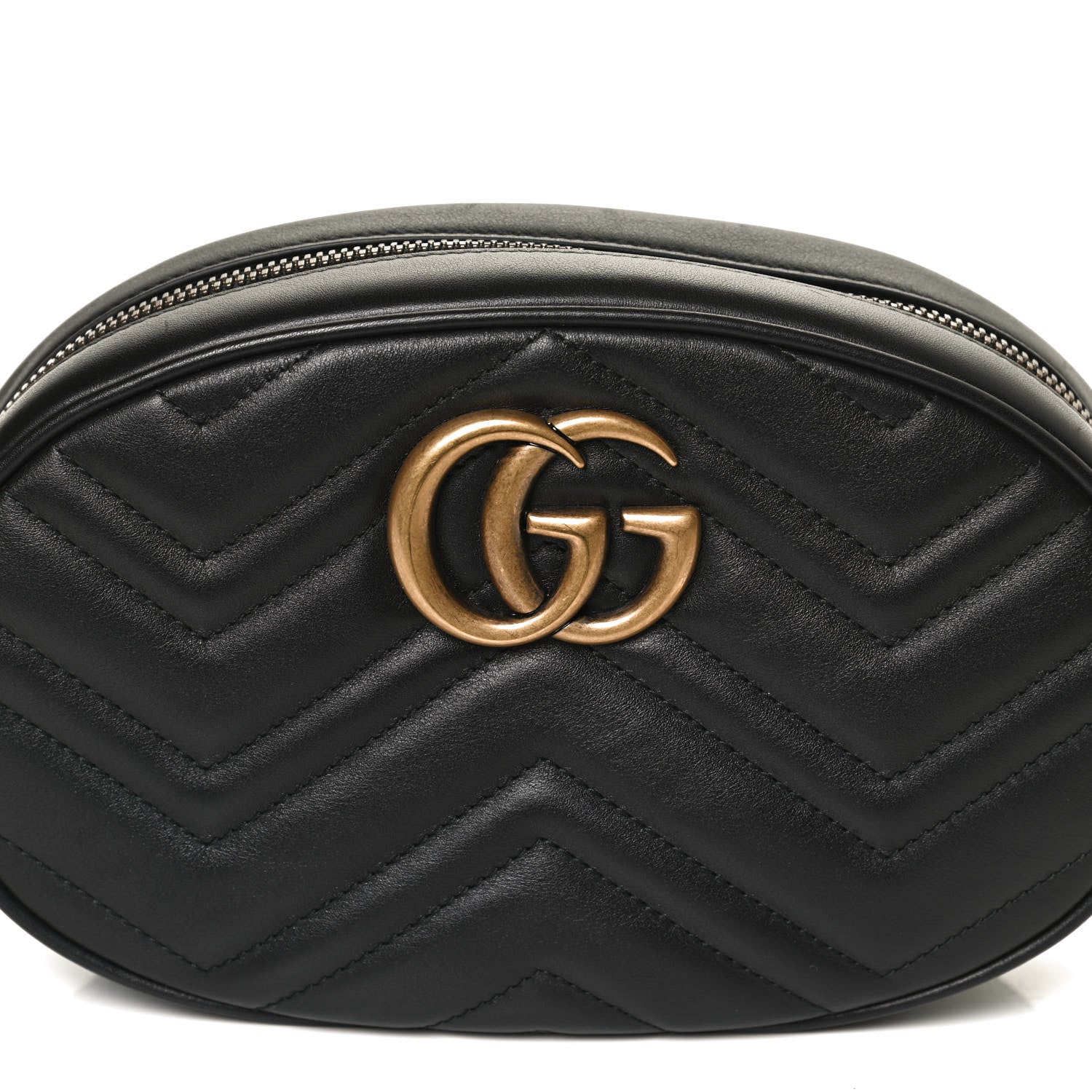 Gucci Calfskin Matelasse GG Marmont Belt Bag 75 30 Black 9 of 13