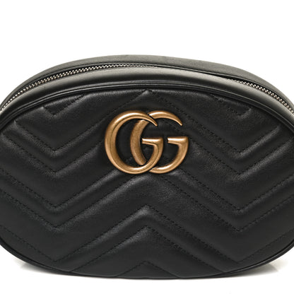 Gucci Calfskin Matelasse GG Marmont Belt Bag 75 30 Black 9 of 13