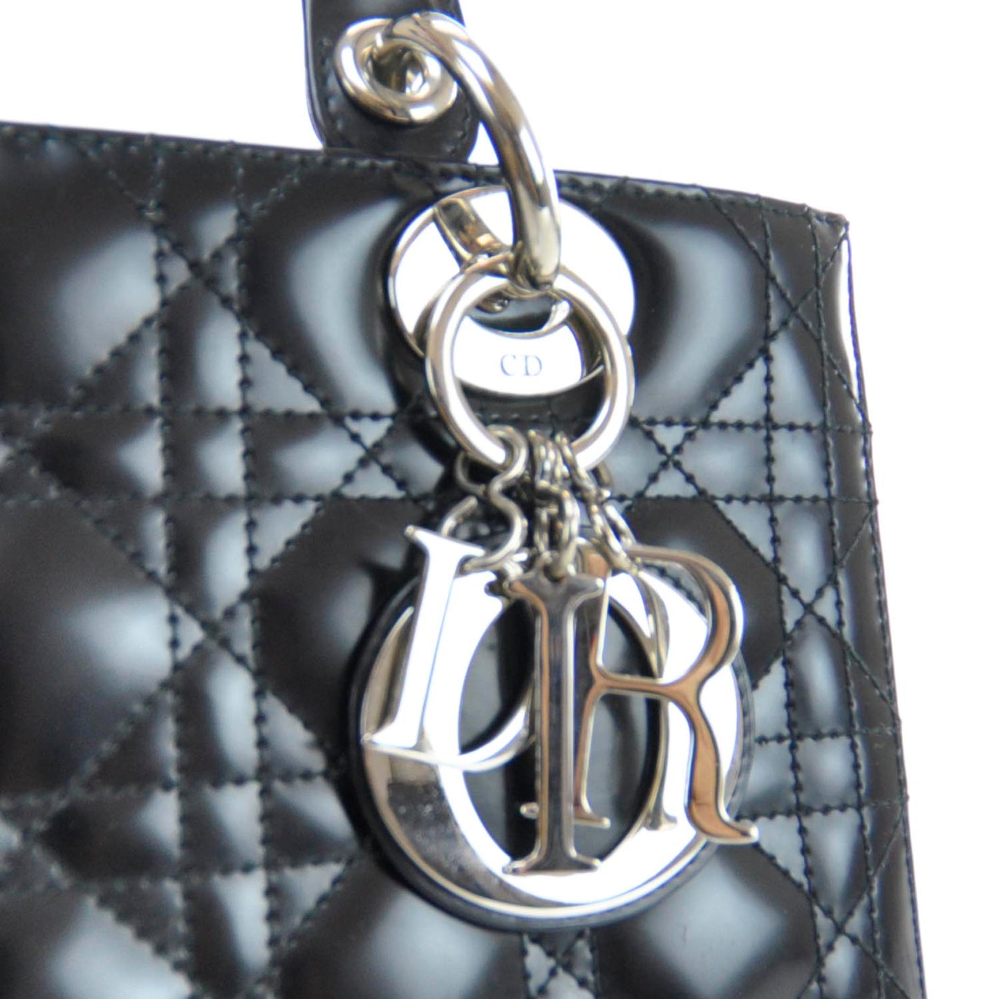 Patent Cannage Medium Lady Dior Black