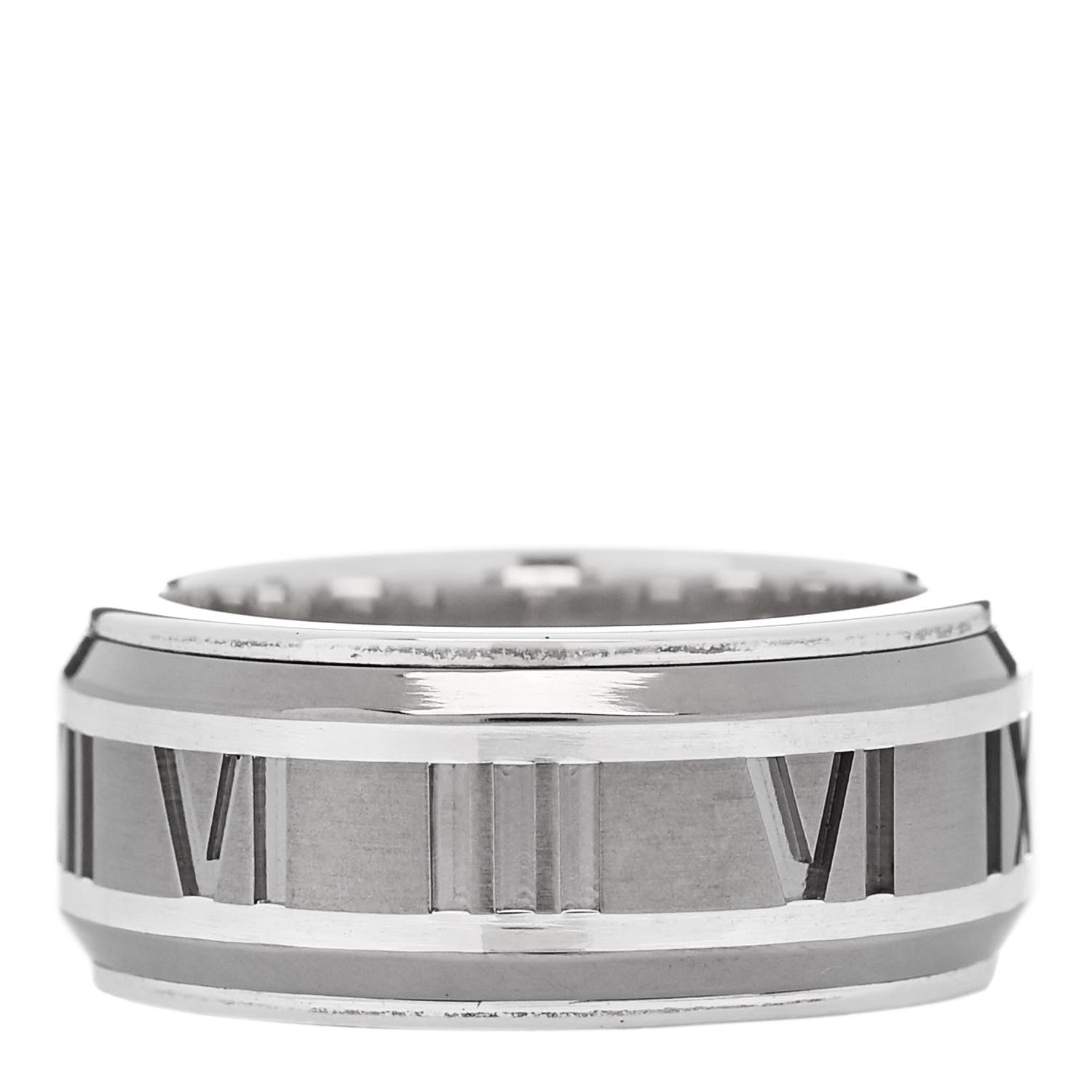 Tiffany Sterling Silver Titanium Atlas Band Ring 50 5.5 1 of 6