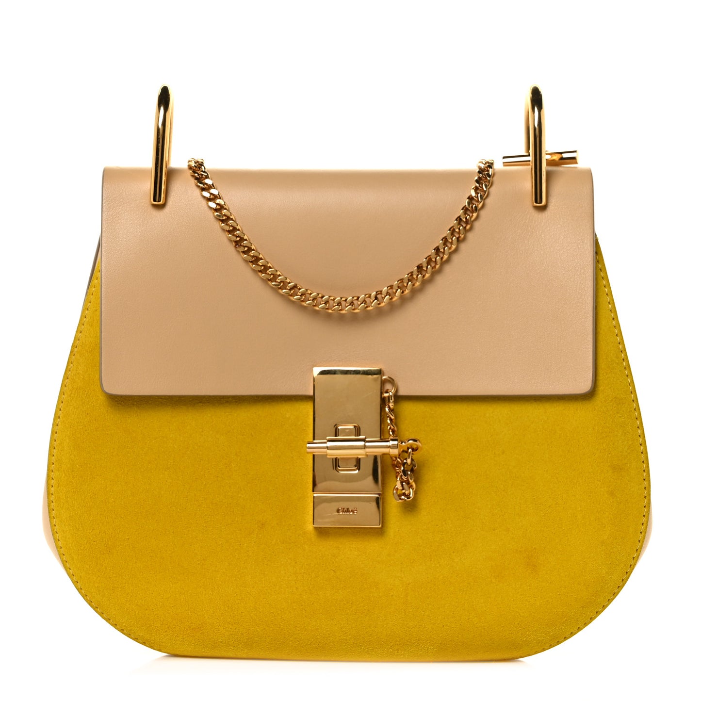 Suede Smooth Calfskin Mini Drew Shoulder Bag Cork Beige