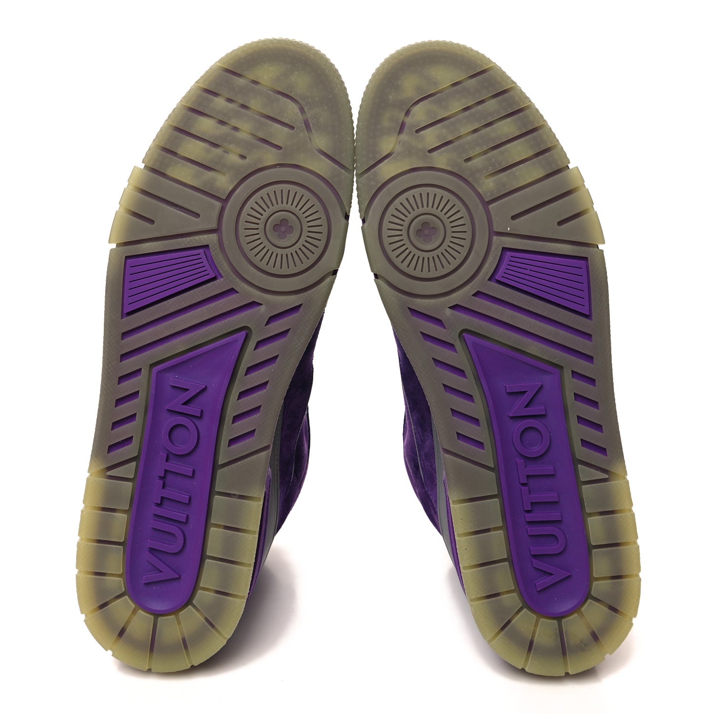 Calfskin Suede Mens LV High Top Trainer Sneakers 10 Purple