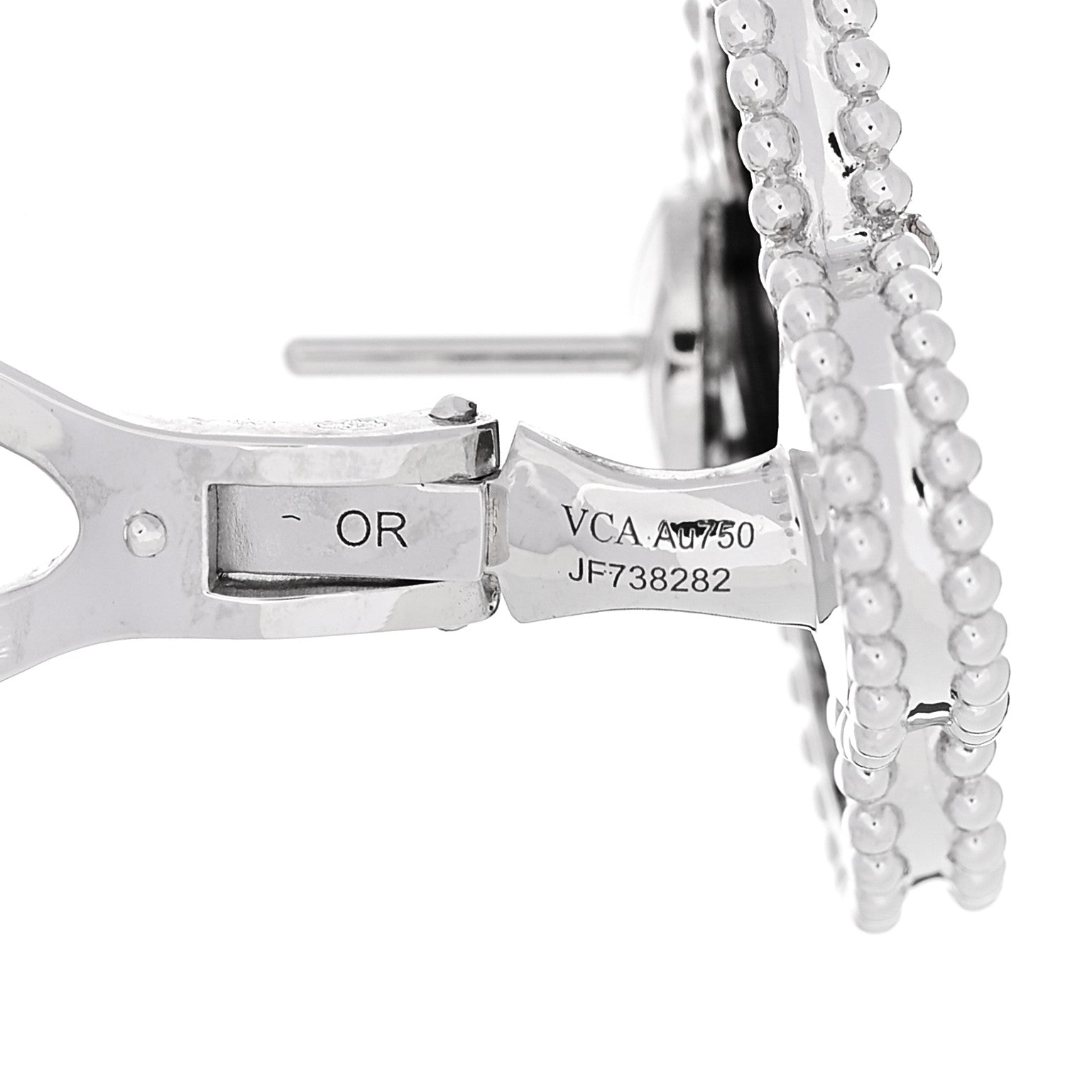 Van Cleef & Arpels 18K White Gold Grey Mother of Pearl Magic Alhambra Earrings 4 of 5